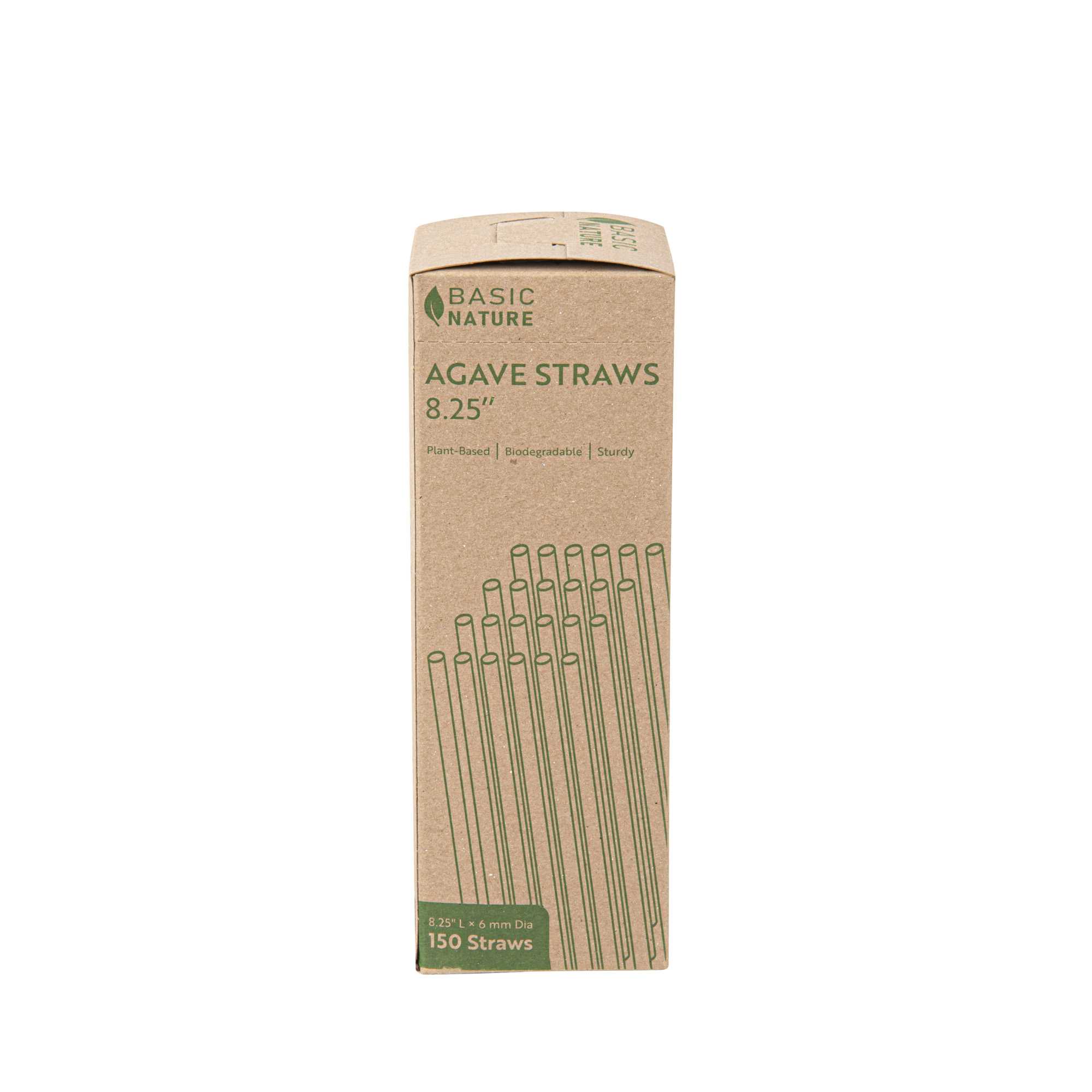 Basic Nature Natural Agave Straw - Unwrapped - 8 1/4" - 2400 count box