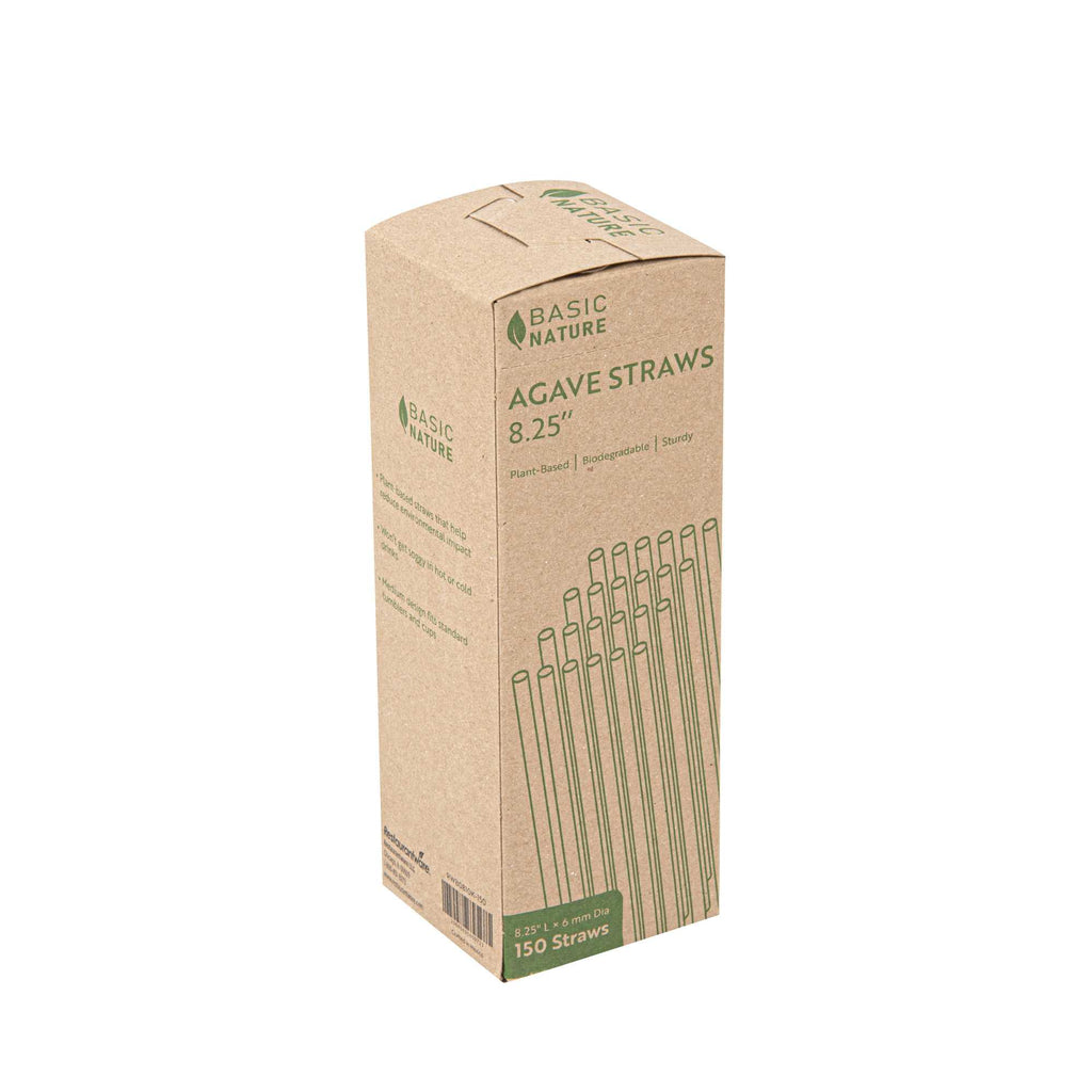 Basic Nature Natural Agave Straw - Unwrapped - 8 1/4" - 2400 count box