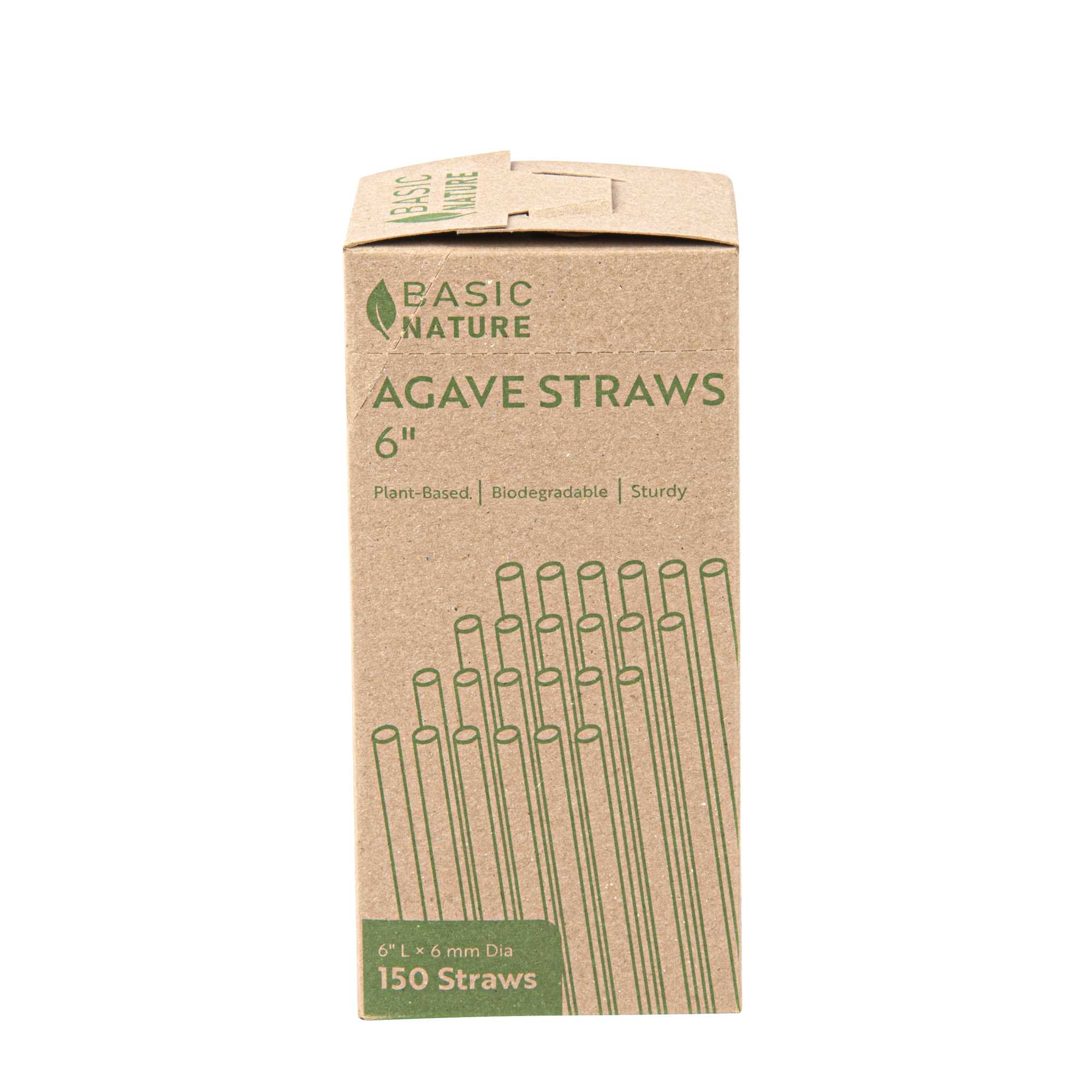 Basic Nature Natural Agave Straw - Unwrapped - 6" - 3600 count box