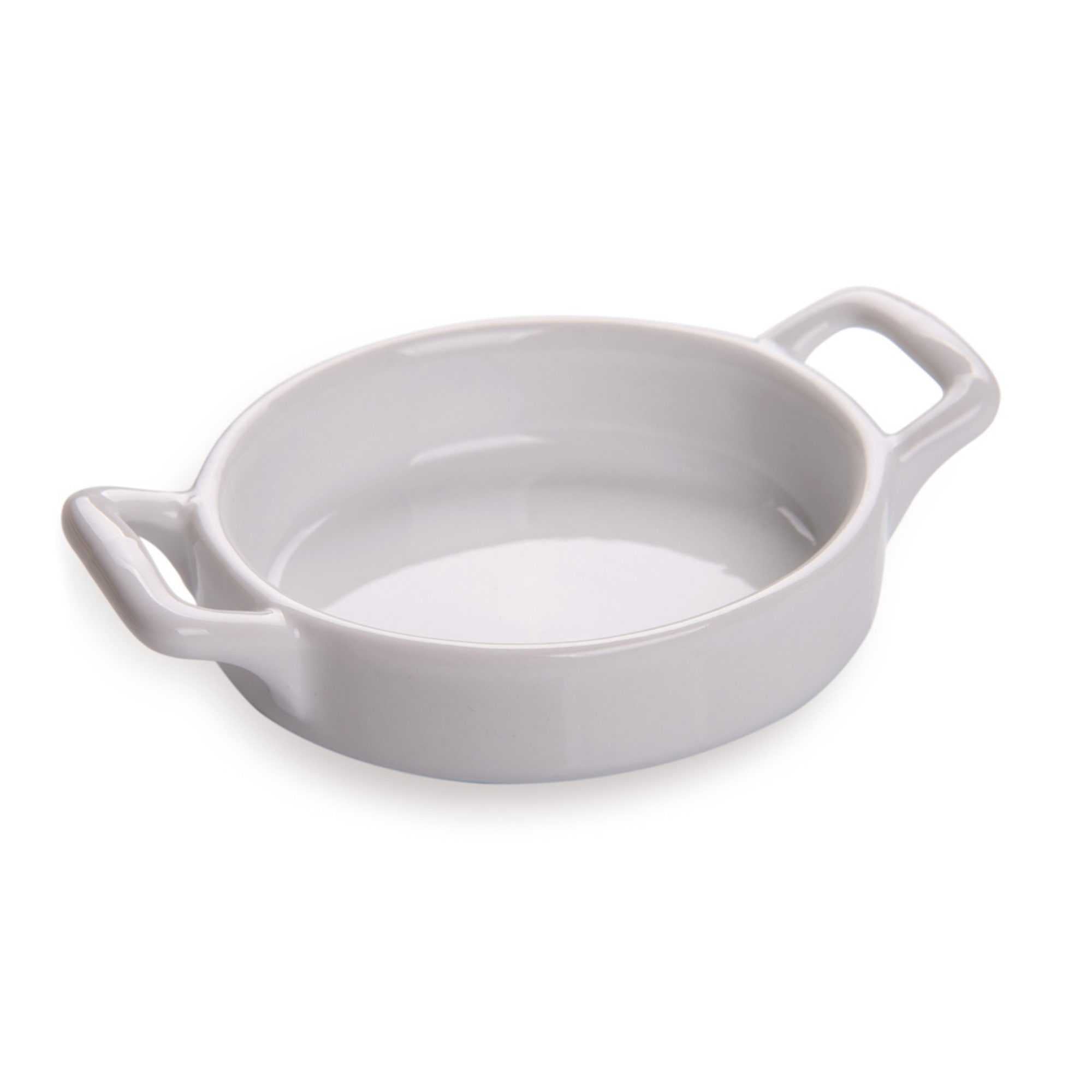 Chef 101 Round White Porcelain Mini Handled Plate - 4" x 2 3/4" x 1" - 10 count box