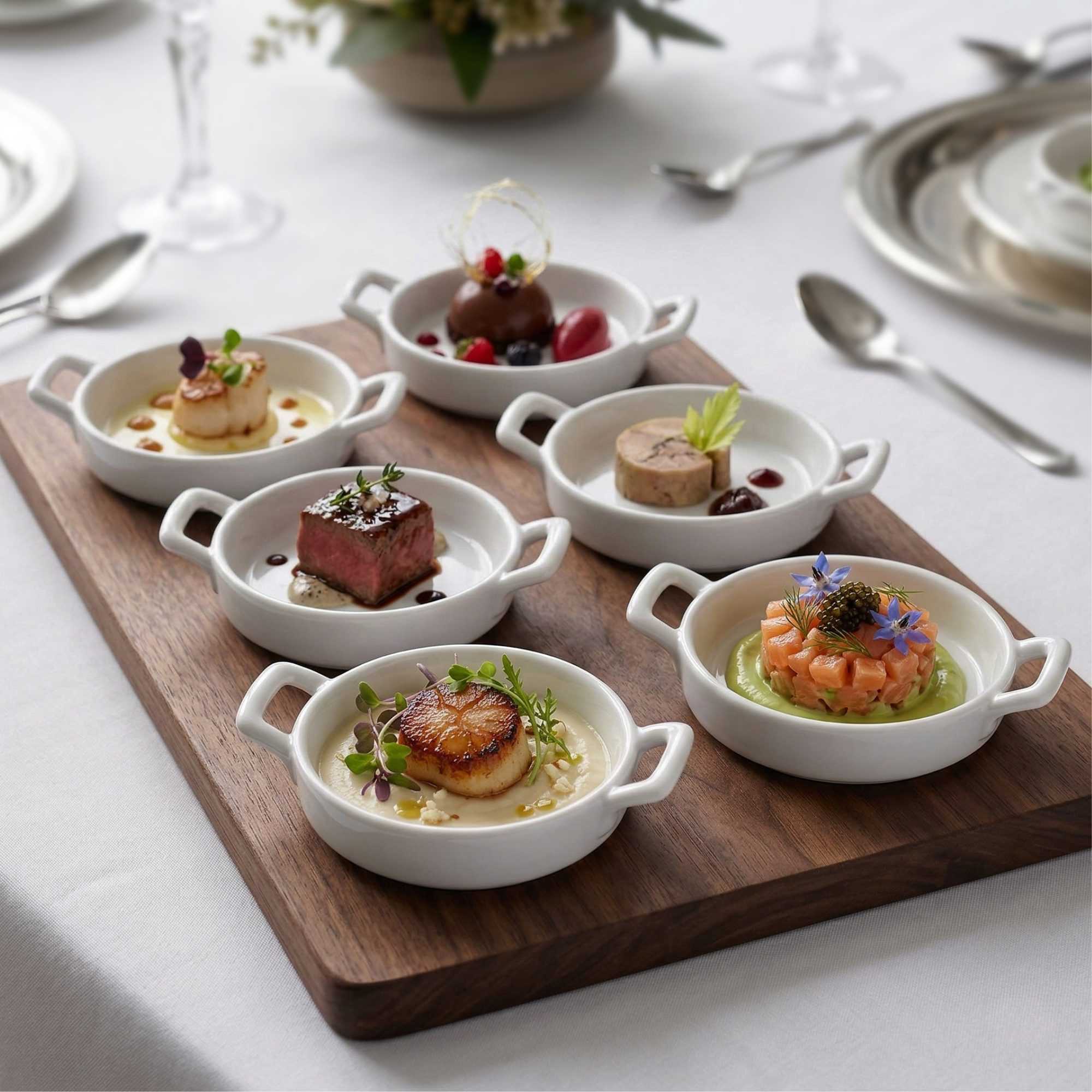 Chef 101 Round White Porcelain Mini Handled Plate - 4" x 2 3/4" x 1" - 10 count box