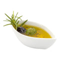 Chef 101 2 oz Oval White Porcelain Mini Canoe Dish - 4" x 2" x 1 1/4" - 10 count box