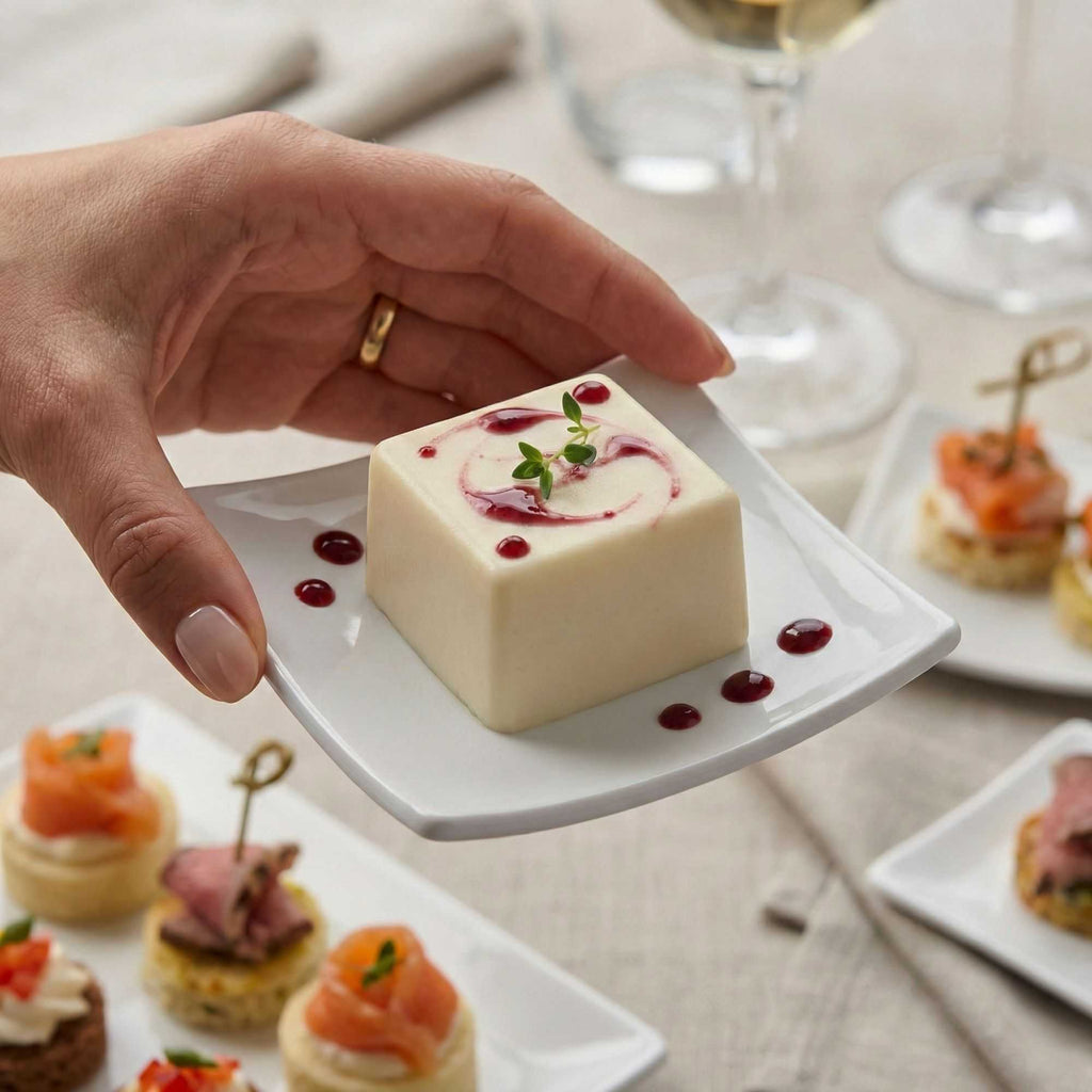 Chef 101 Square White Porcelain Mini Volare Dish - 3" x 3" x 1/2" - 10 count box