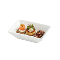 Chef 101 Rectangle White Porcelain Mini Modern Plate - 4" x 2 3/4" x 1" - 10 count box