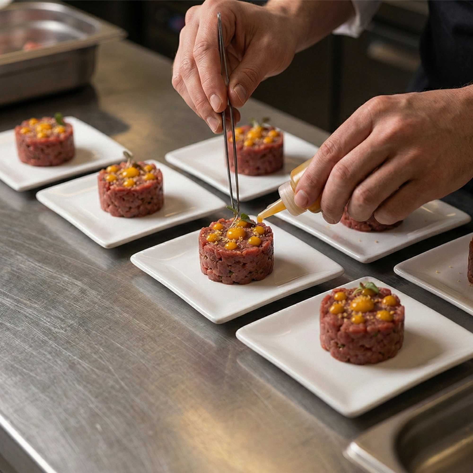 Chef 101 Square White Porcelain Mini Edge Plate - 3" x 3" - 10 count box