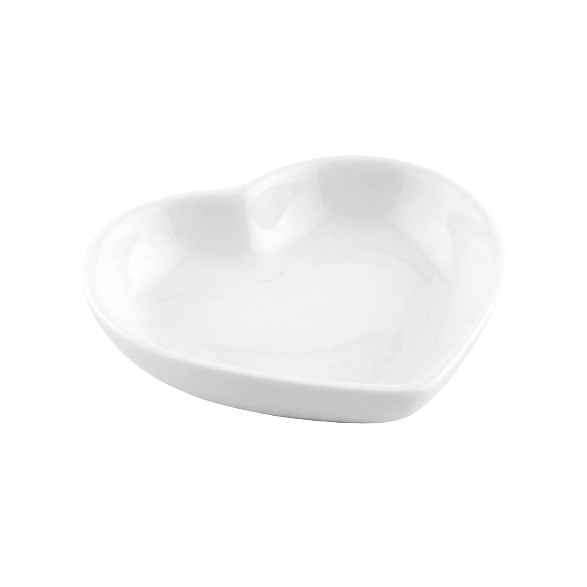 Chef 101 Heart White Porcelain Mini Heart Plate - 3 1/4" x 3" x 3/4" - 10 count box