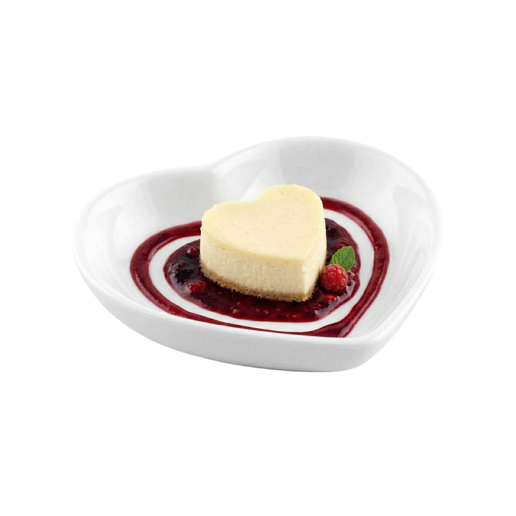 Chef 101 Heart White Porcelain Mini Heart Plate - 3 1/4" x 3" x 3/4" - 10 count box