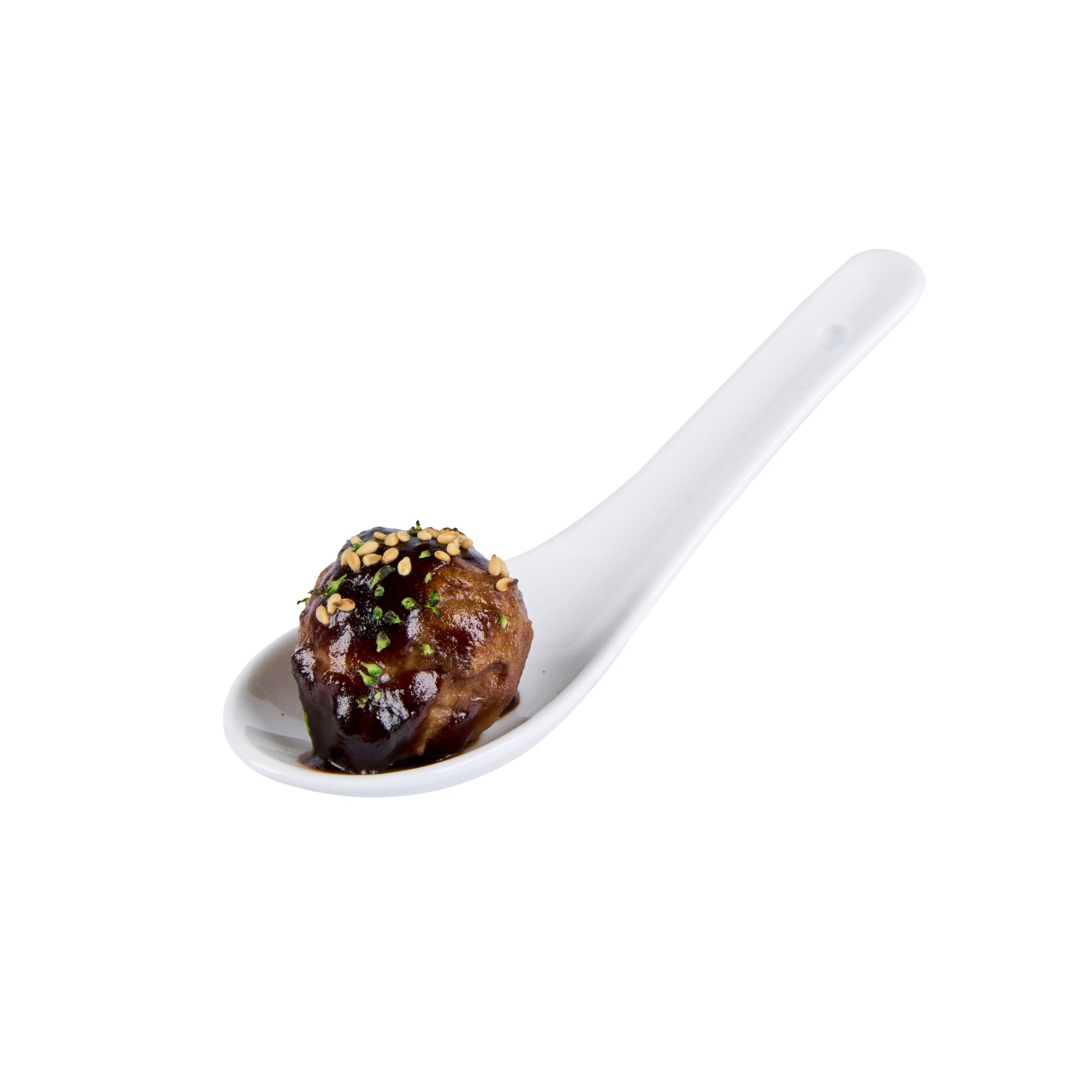 Chef 101 White Porcelain Asian Spoon - 5" x 1 3/4" x 2" - 10 count box