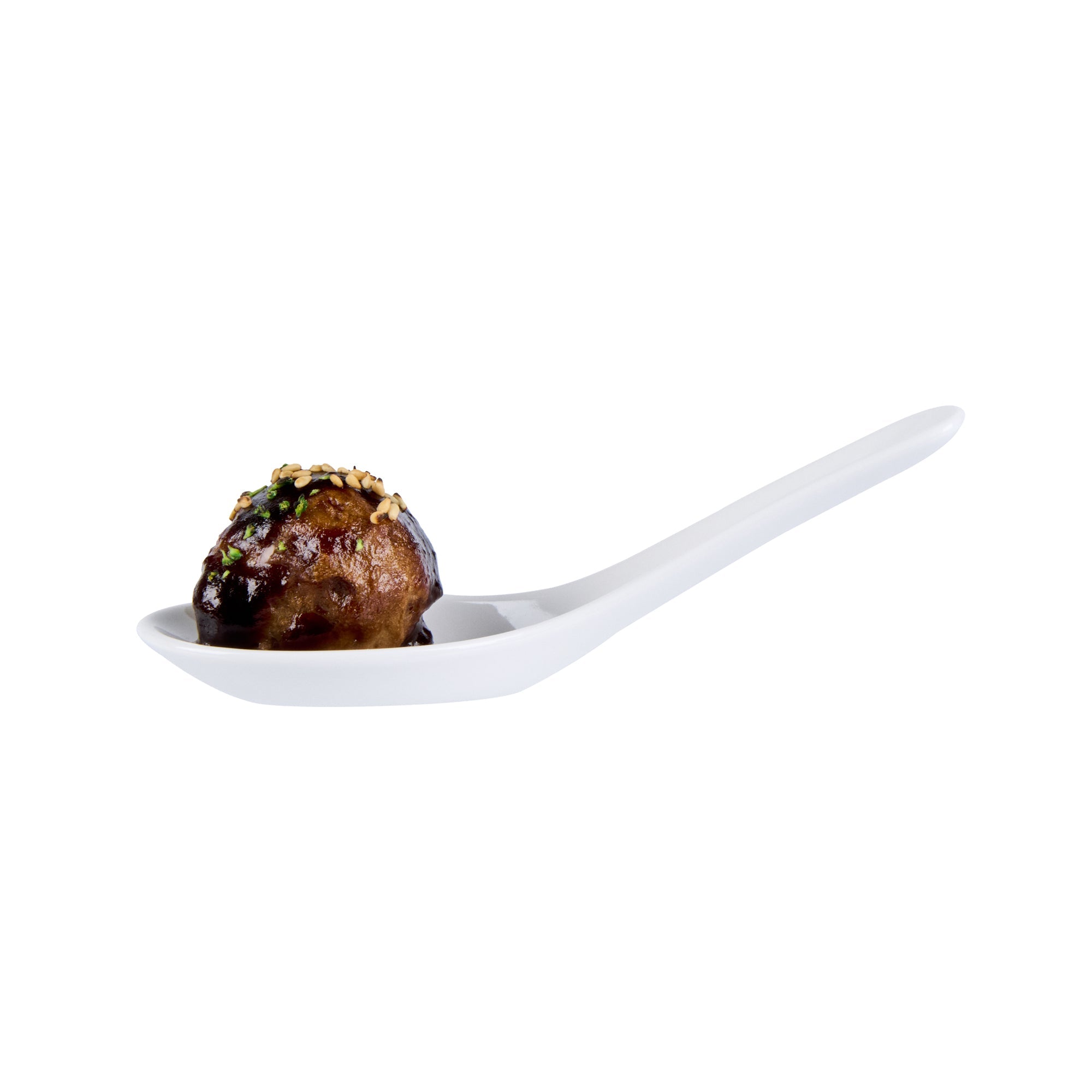 Chef 101 White Porcelain Asian Spoon - 5" x 1 3/4" x 2" - 10 count box