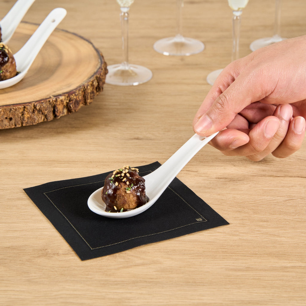 Chef 101 White Porcelain Asian Spoon - 5" x 1 3/4" x 2" - 10 count box