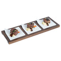 Chef 101 Rectangle White Porcelain Modern Flat Plate Set - 3 Plates, Bamboo Tray - 14 1/4" x 5" x 1 1/2" - 1 count box