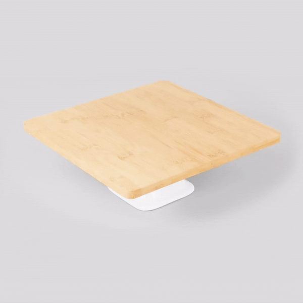 Chef 101 Hamptons Square Bamboo Serving Stand - with Porcelain Base - 9 3/4" x 9 3/4" x 4" - 1 count box