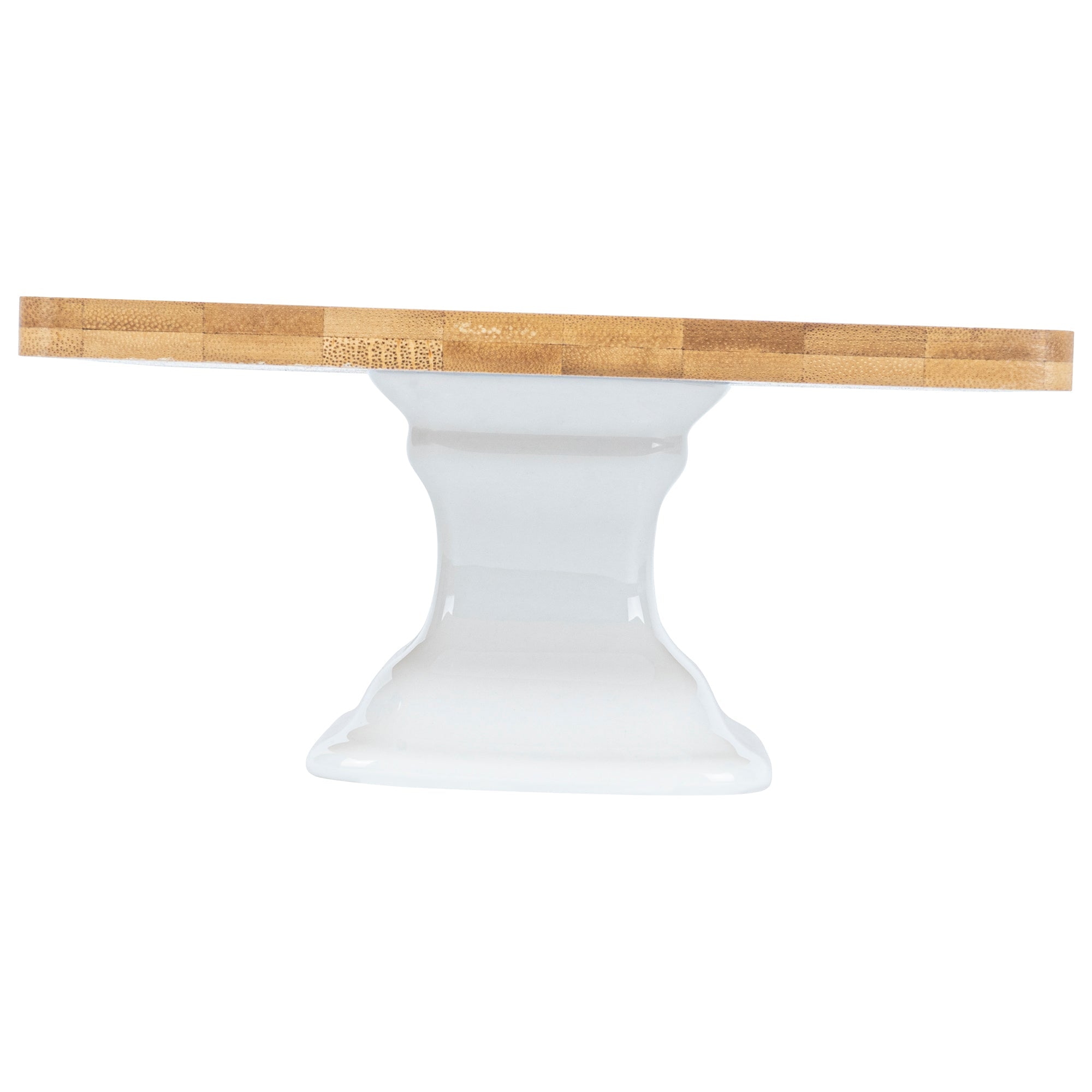 Chef 101 Hamptons Square Bamboo Serving Stand - with Porcelain Base - 8" x 8" x 4" - 1 count box