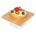 Chef 101 Hamptons Square Bamboo Serving Stand - with Porcelain Base - 5 1/2" x 5 1/2" x 2 1/2" - 1 count box