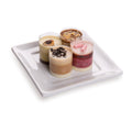 Chef 101 Rectangle White Porcelain Mini Flat Modern Plate - 3 1/2" x 3 1/2" - 10 count box