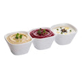 Chef 101 18 oz Square White Porcelain Triplets Convex Bowl Set - 9 1/2" x 3 1/2" x 2" - 1 count box