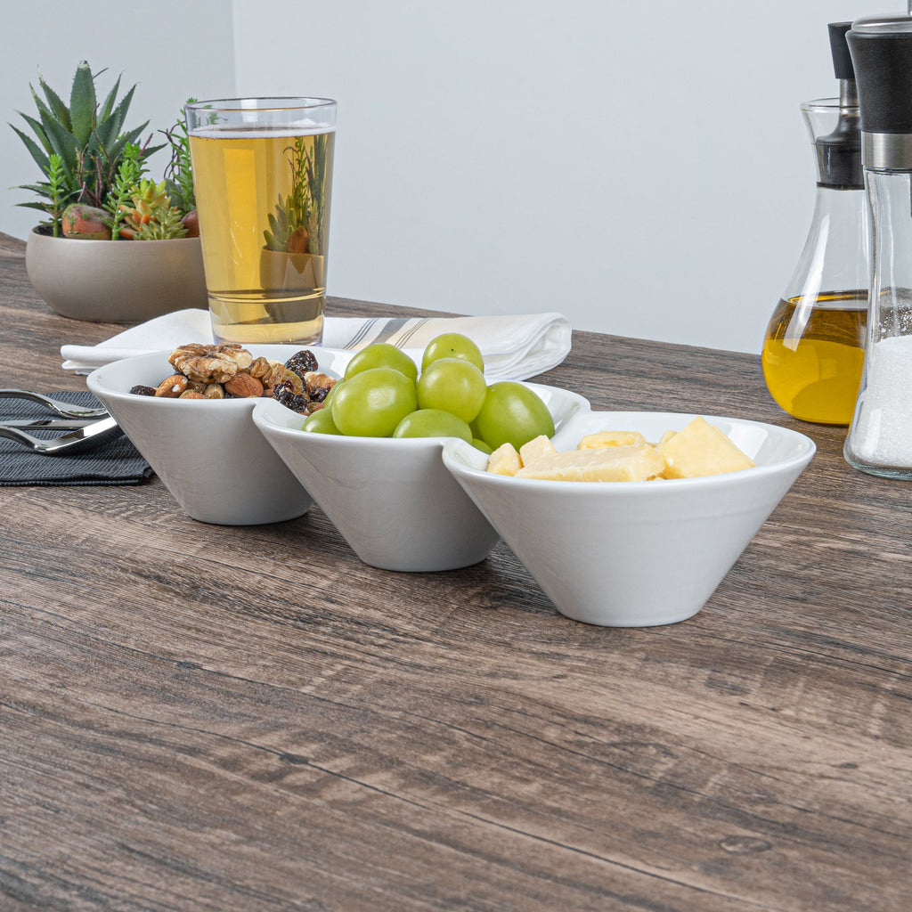 Chef 101 18 oz Round White Porcelain Modern Bowl Set - 13 1/2" x 5" x 2 1/4" - 1 count box