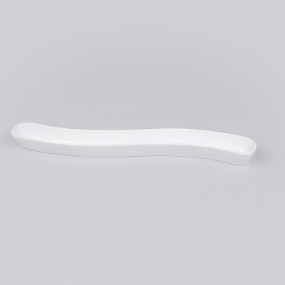 Chef 101 Swerve 14 oz Curved White Porcelain Olive Plate - 17" x 2 1/2" x 1 1/4" - 1 count box
