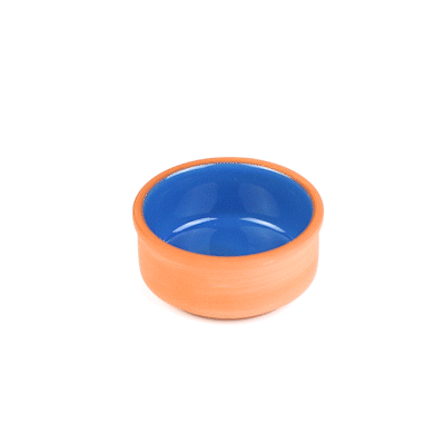 Terra Tek 3 oz Terracotta Cazuela Bowl - Blue Glazed Interior, Oven-Safe, Microwave-Safe - 3 1/4'' x 3 1/4'' x 1 1/2'' - 2 count box