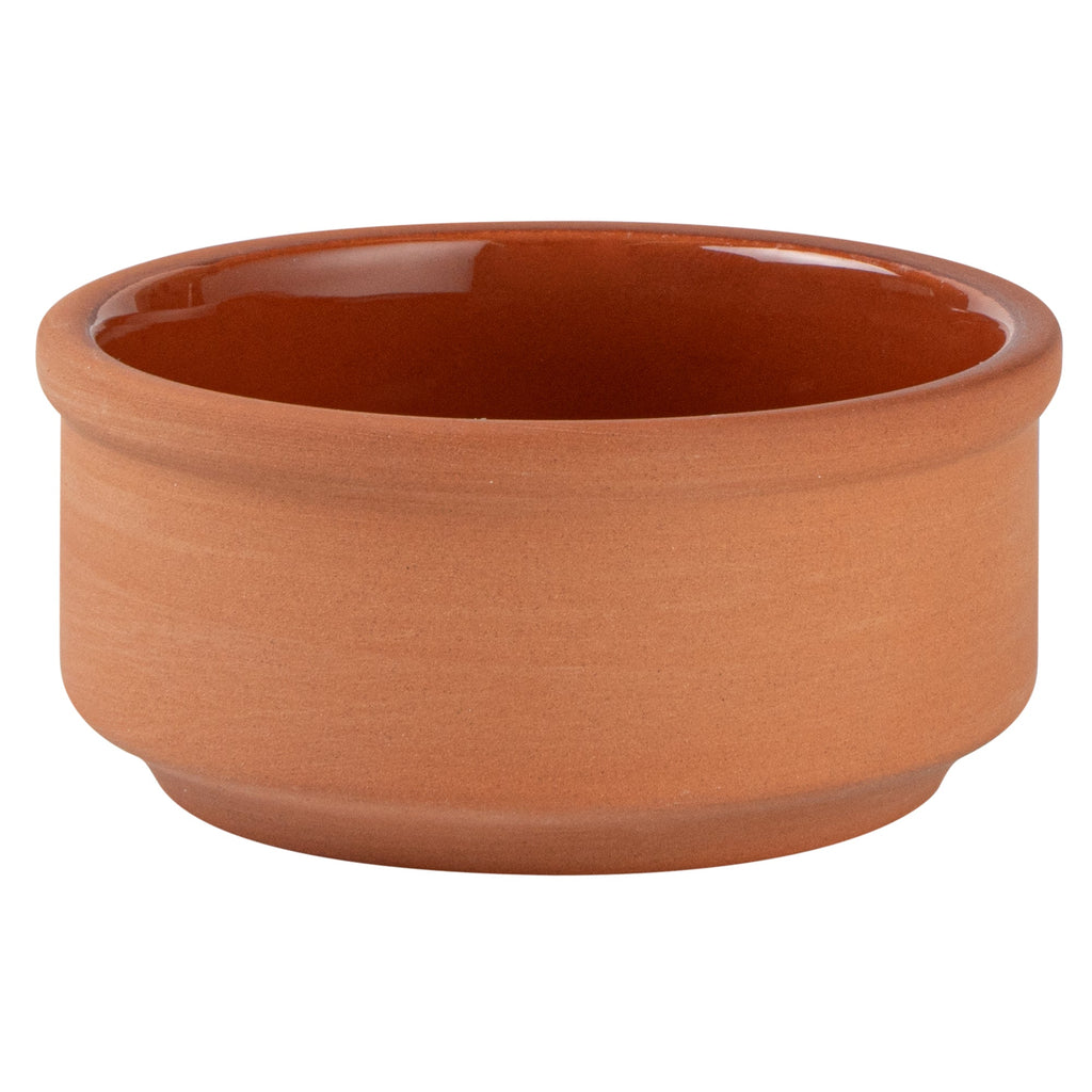 Terra Tek 3 oz Terracotta Cazuela Bowl - Brown Glazed Interior, Oven-Safe, Microwave-Safe - 3 1/4'' x 3 1/4'' x 1 1/2'' - 2 count box