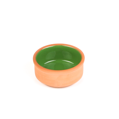 Terra Tek 3 oz Terracotta Cazuela Bowl - Green Glazed Interior, Oven-Safe, Microwave-Safe - 3 1/4'' x 3 1/4'' x 1 1/2'' - 2 count box