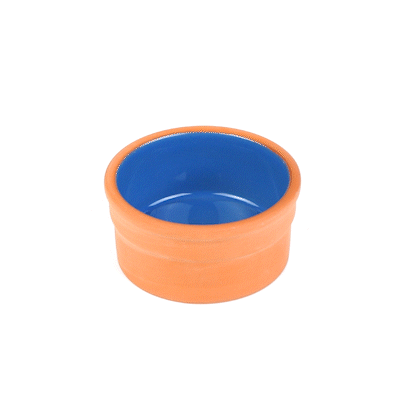 Terra Tek 5 oz Terracotta Cazuela Bowl - Blue Glazed Interior, Oven-Safe, Microwave-Safe - 3 3/4" x 3 3/4" x 1 3/4" - 2 count box