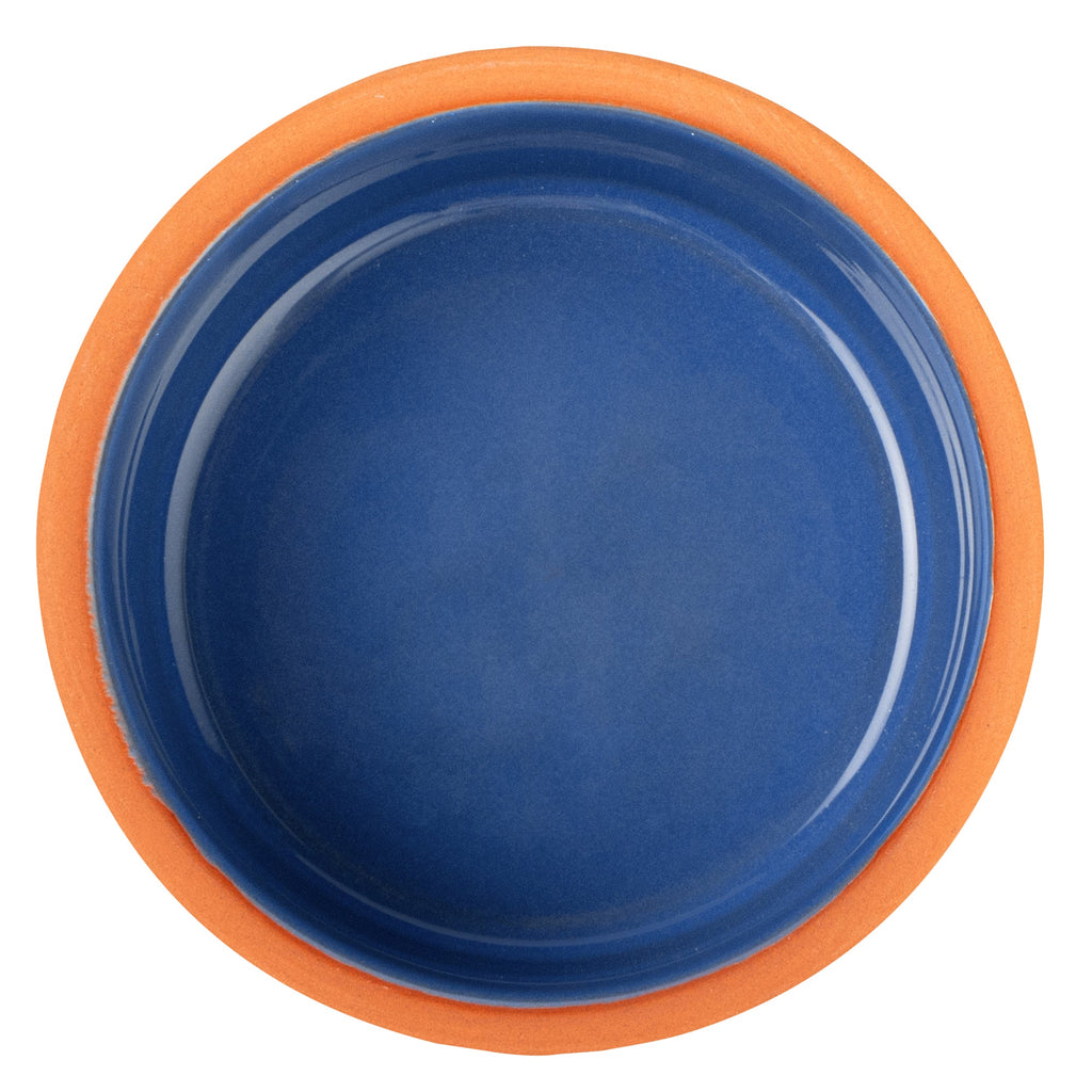 Terra Tek 5 oz Terracotta Cazuela Bowl - Blue Glazed Interior, Oven-Safe, Microwave-Safe - 3 3/4" x 3 3/4" x 1 3/4" - 10 count box