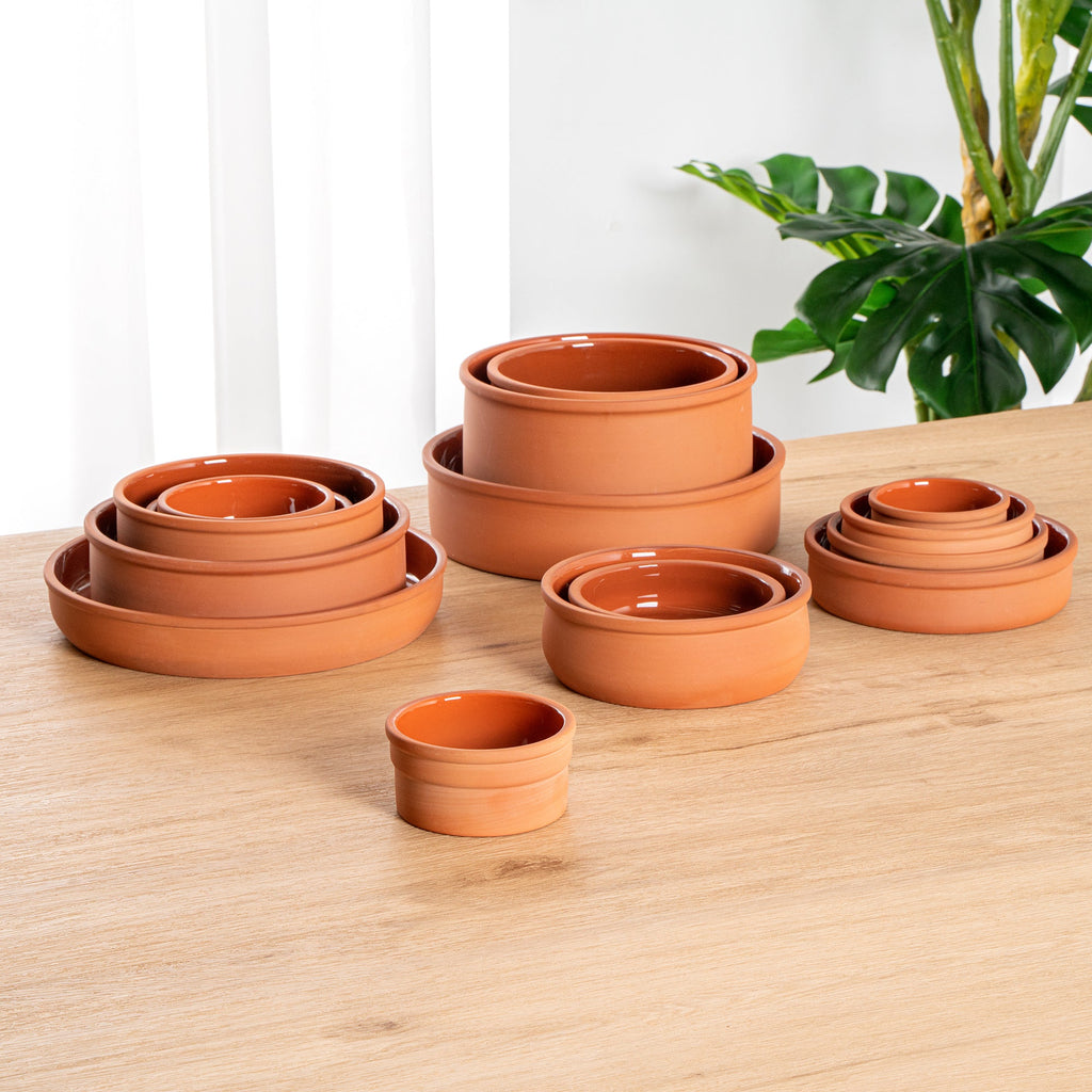 Terra Tek 5 oz Terracotta Cazuela Bowl - Brown Glazed Interior, Oven-Safe, Microwave-Safe - 3 3/4" x 3 3/4" x 1 3/4" - 2 count box