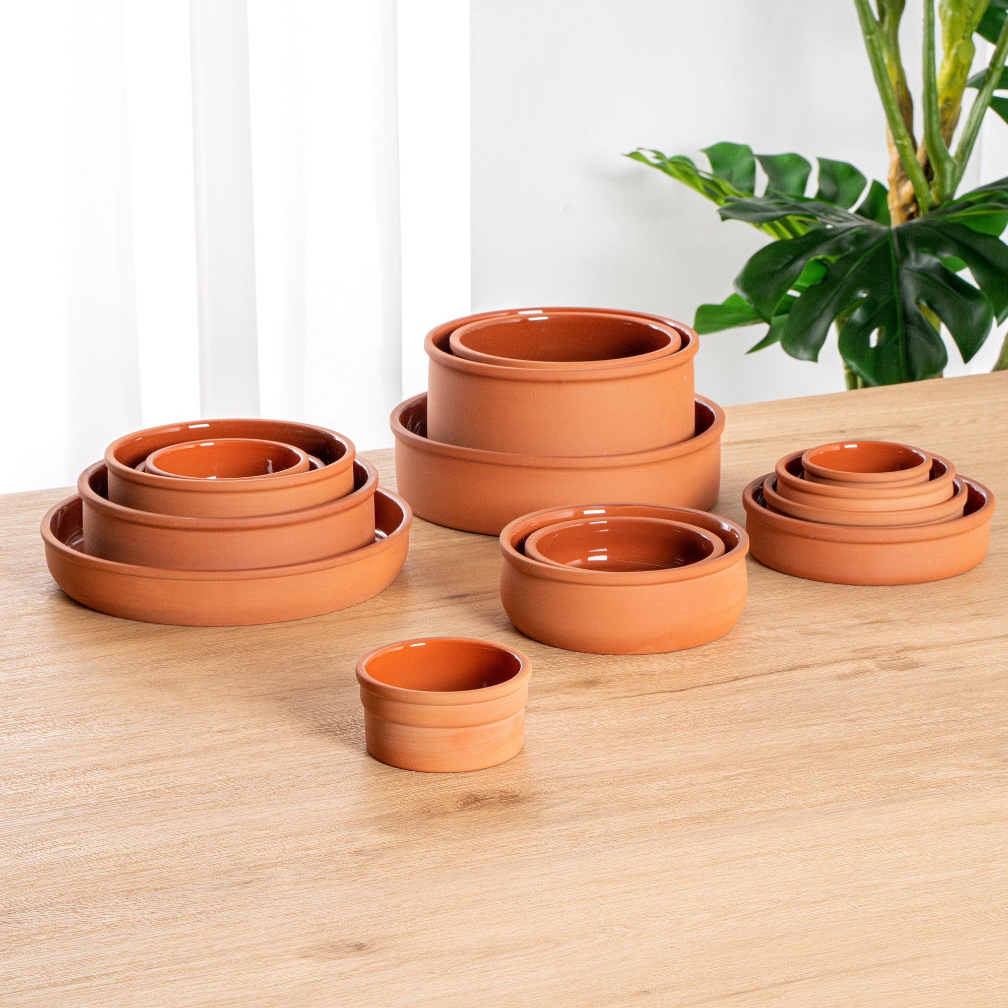 Terra Tek 5 oz Terracotta Cazuela Bowl - Brown Glazed Interior, Oven-Safe, Microwave-Safe - 3 3/4" x 3 3/4" x 1 3/4" - 2 count box