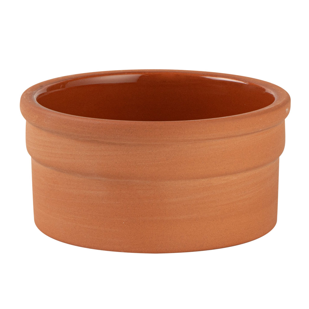 Terra Tek 5 oz Terracotta Cazuela Bowl - Brown Glazed Interior, Oven-Safe, Microwave-Safe - 3 3/4" x 3 3/4" x 1 3/4" - 10 count box