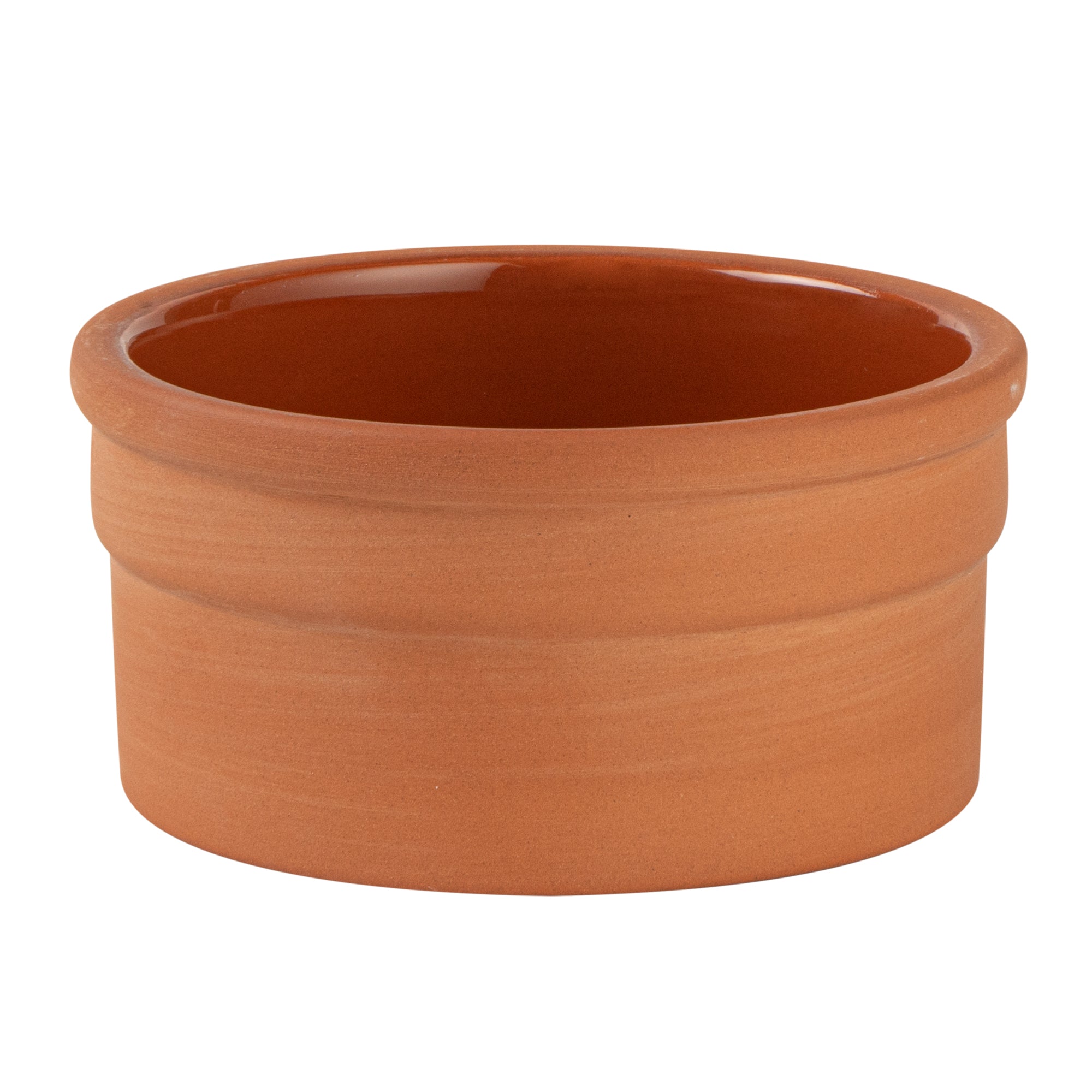 Terra Tek 5 oz Terracotta Cazuela Bowl - Brown Glazed Interior, Oven-Safe, Microwave-Safe - 3 3/4" x 3 3/4" x 1 3/4" - 10 count box
