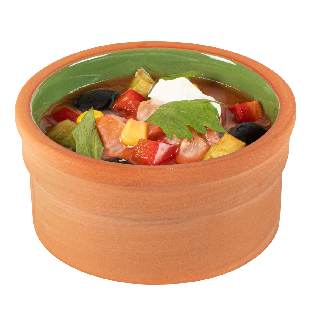 Terra Tek 5 oz Terracotta Cazuela Bowl - Green Glazed Interior, Oven-Safe, Microwave-Safe - 3 3/4" x 3 3/4" x 1 3/4" - 2 count box