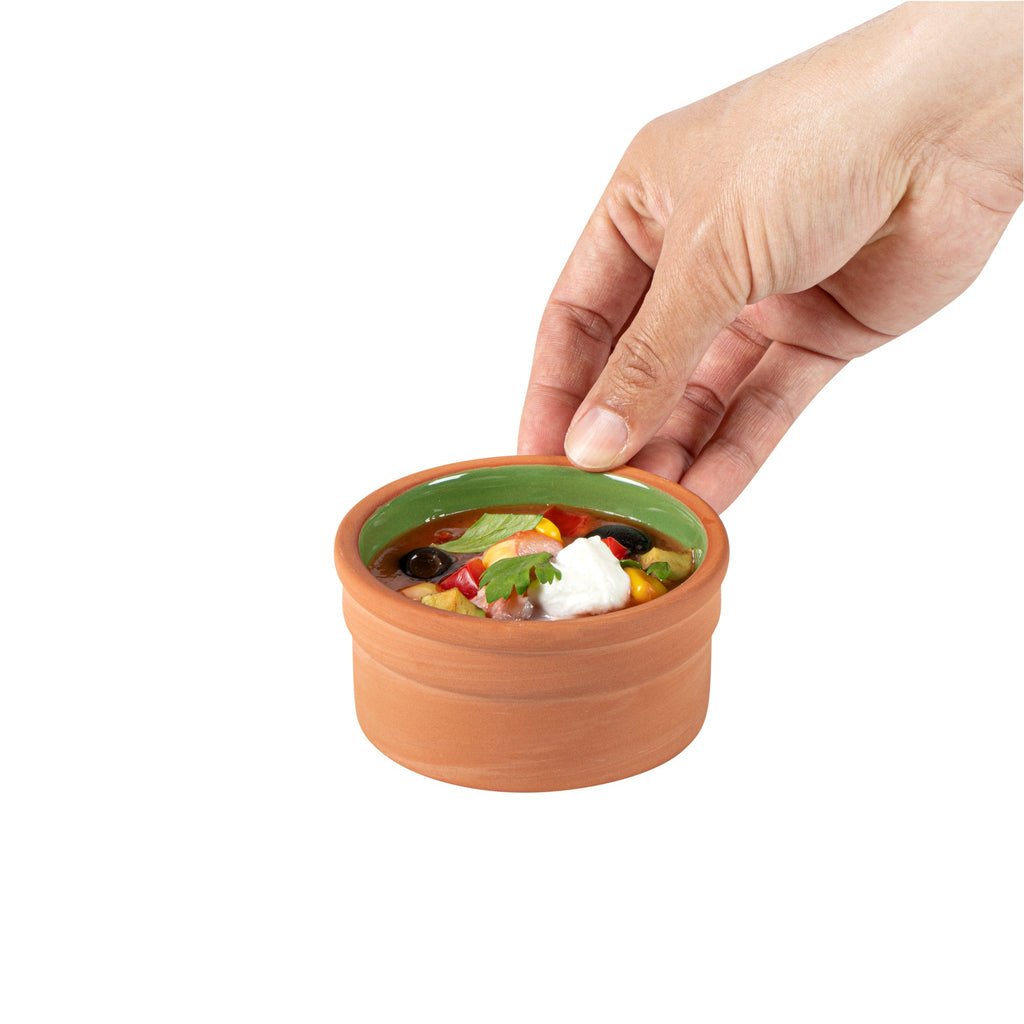 Terra Tek 5 oz Terracotta Cazuela Bowl - Green Glazed Interior, Oven-Safe, Microwave-Safe - 3 3/4" x 3 3/4" x 1 3/4" - 2 count box