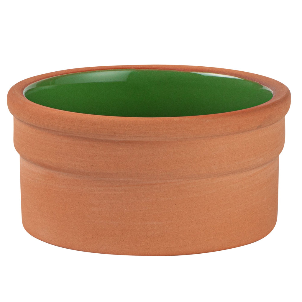Terra Tek 5 oz Terracotta Cazuela Bowl - Green Glazed Interior, Oven-Safe, Microwave-Safe - 3 3/4" x 3 3/4" x 1 3/4" - 2 count box