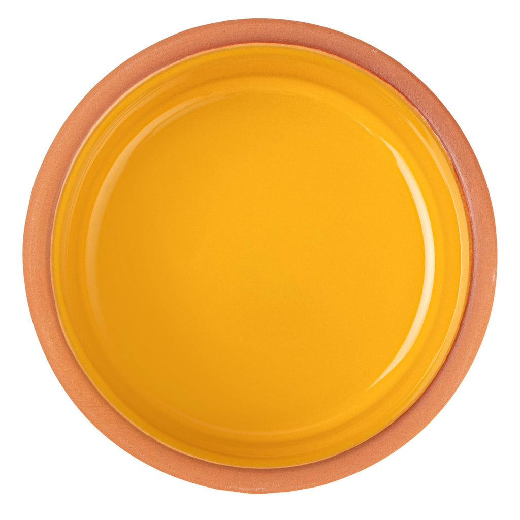 Terra Tek 5 oz Terracotta Cazuela Bowl - Yellow Glazed Interior, Oven-Safe, Microwave-Safe - 3 3/4" x 3 3/4" x 1 3/4" - 2 count box