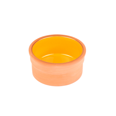 Terra Tek 5 oz Terracotta Cazuela Bowl - Yellow Glazed Interior, Oven-Safe, Microwave-Safe - 3 3/4" x 3 3/4" x 1 3/4" - 10 count box
