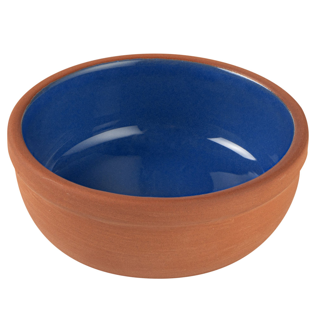 Terra Tek 5 oz Terracotta Cazuela Bowl - Blue Glazed Interior, Oven-Safe, Microwave-Safe - 4'' x 4'' x 1 1/2'' - 2 count box