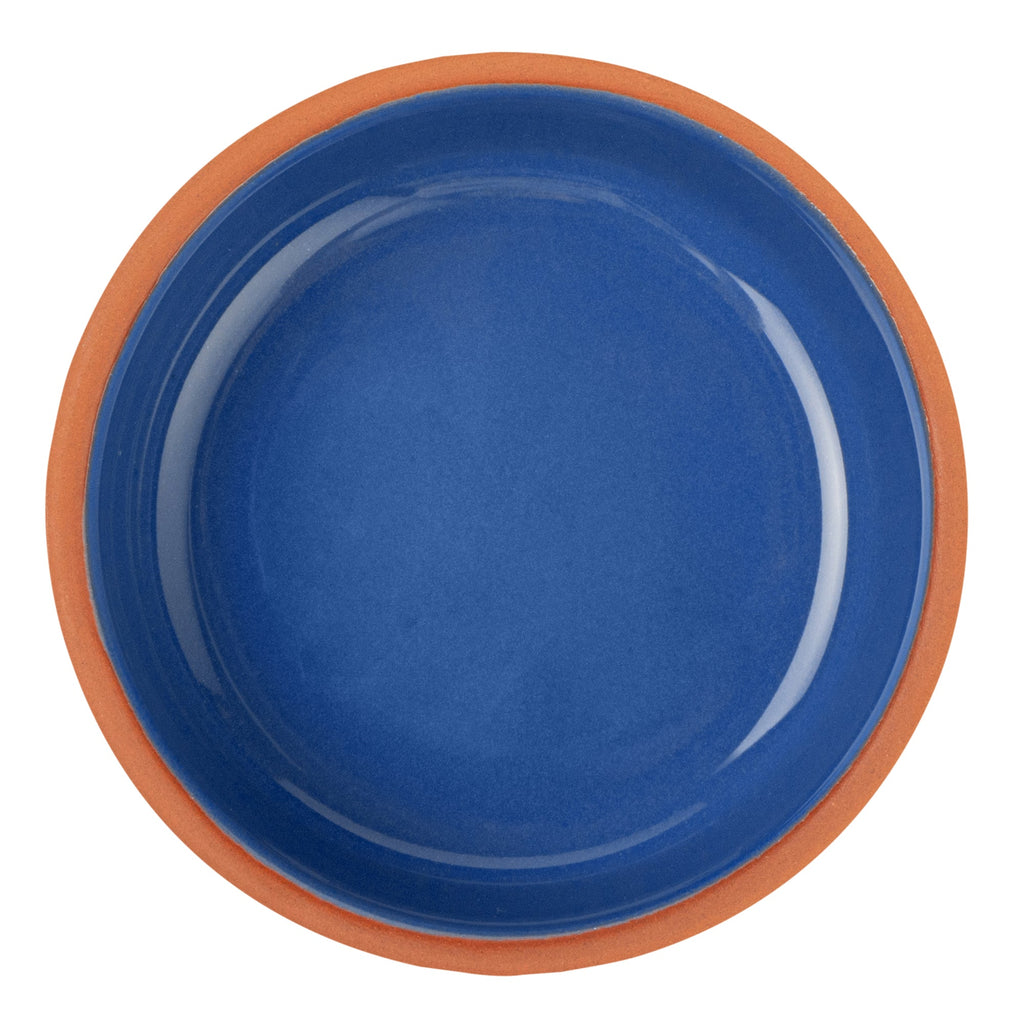 Terra Tek 5 oz Terracotta Cazuela Bowl - Blue Glazed Interior, Oven-Safe, Microwave-Safe - 4'' x 4'' x 1 1/2'' - 2 count box