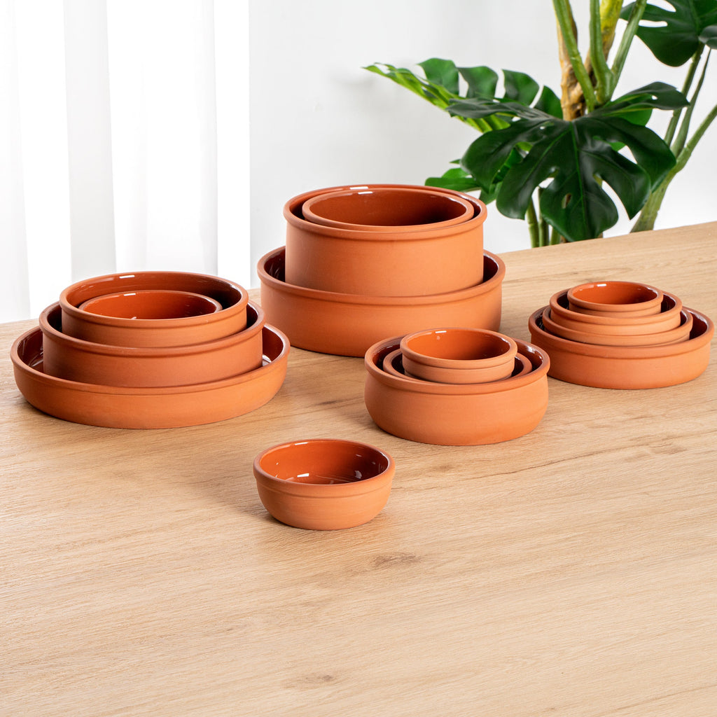 Terra Tek 5 oz Terracotta Cazuela Bowl - Brown Glazed Interior, Oven-Safe, Microwave-Safe - 4'' x 4'' x 1 1/2'' - 2 count box