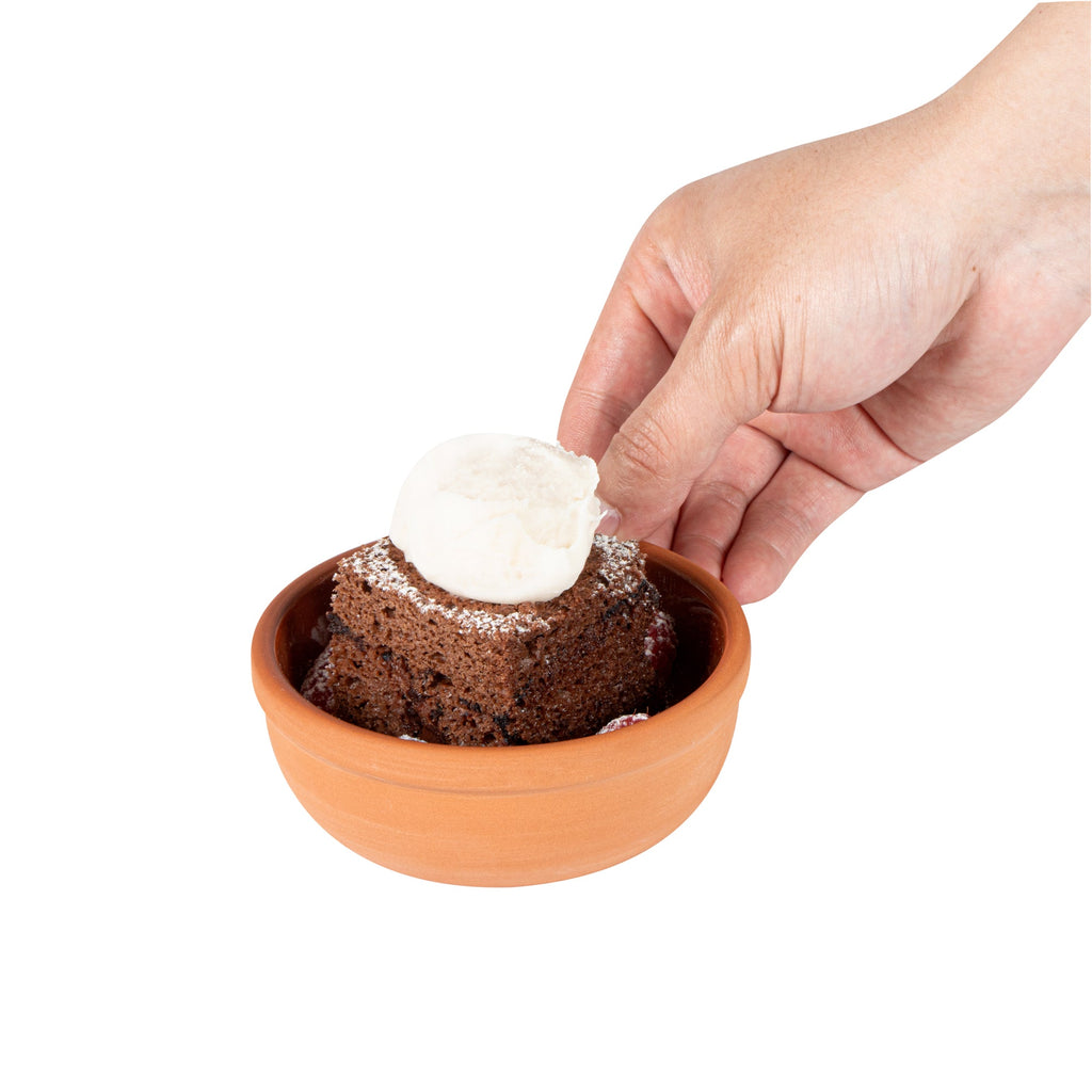 Terra Tek 5 oz Terracotta Cazuela Bowl - Brown Glazed Interior, Oven-Safe, Microwave-Safe - 4'' x 4'' x 1 1/2'' - 10 count box