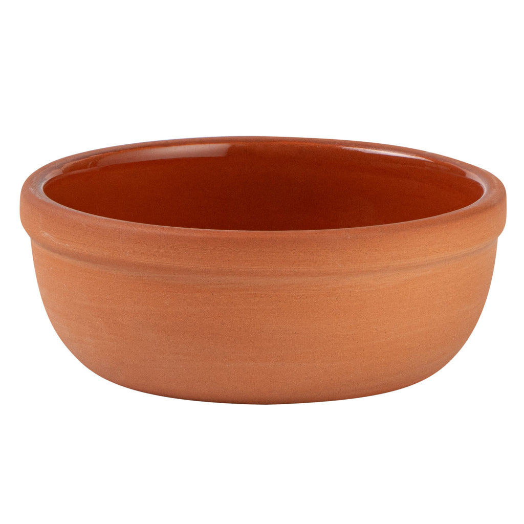 Terra Tek 5 oz Terracotta Cazuela Bowl - Brown Glazed Interior, Oven-Safe, Microwave-Safe - 4'' x 4'' x 1 1/2'' - 10 count box