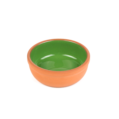 Terra Tek 5 oz Terracotta Cazuela Bowl - Green Glazed Interior, Oven-Safe, Microwave-Safe - 4'' x 4'' x 1 1/2'' - 2 count box