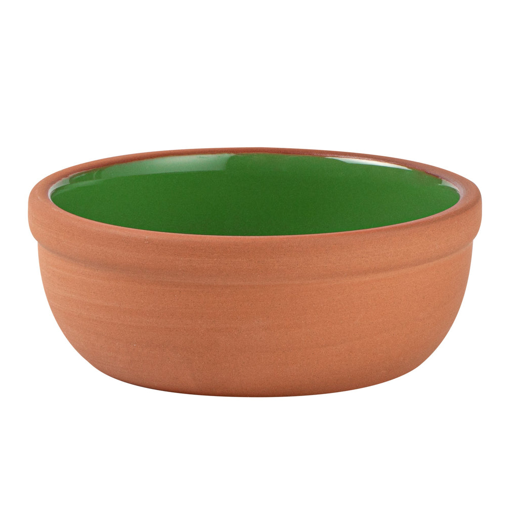 Terra Tek 5 oz Terracotta Cazuela Bowl - Green Glazed Interior, Oven-Safe, Microwave-Safe - 4'' x 4'' x 1 1/2'' - 10 count box