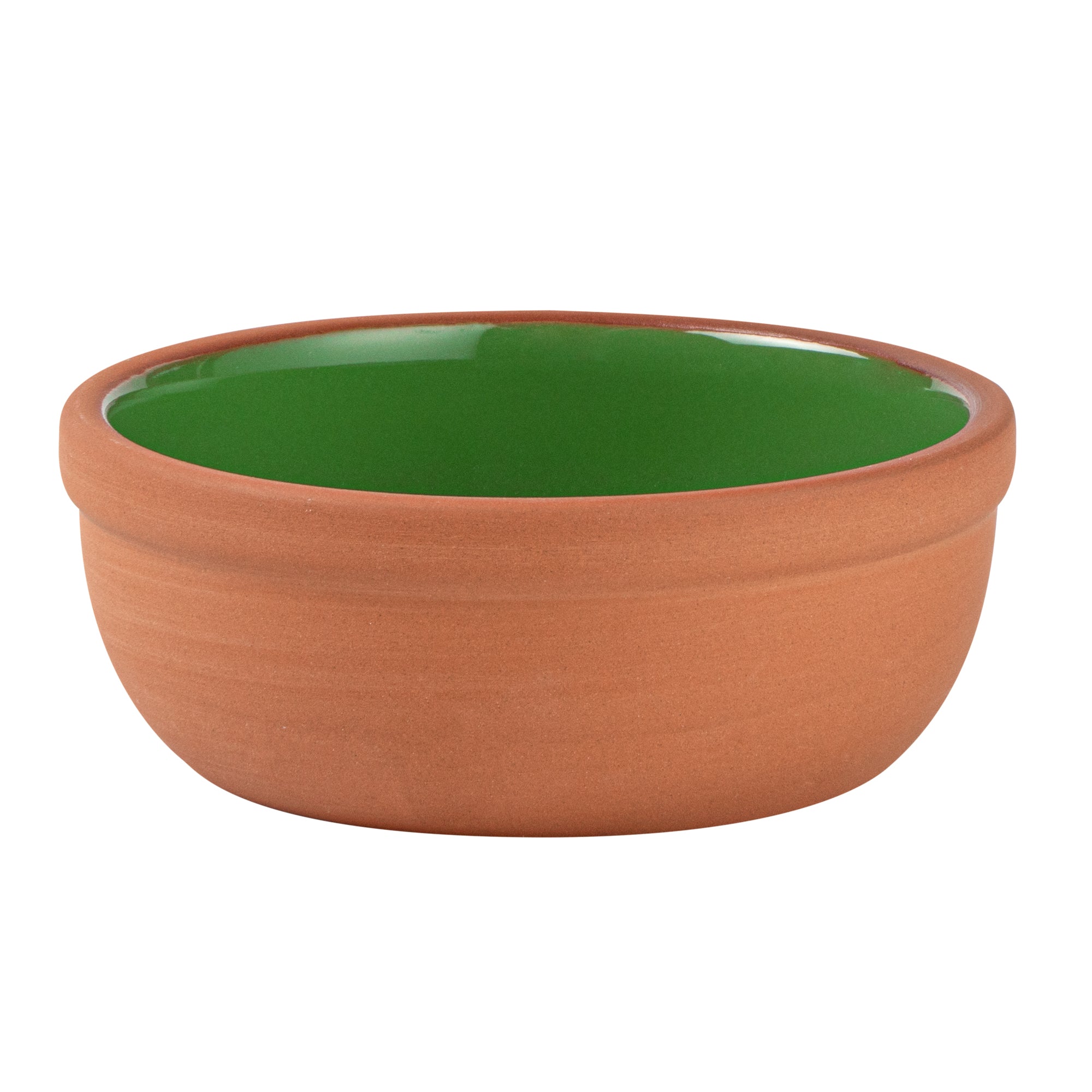 Terra Tek 5 oz Terracotta Cazuela Bowl - Green Glazed Interior, Oven-Safe, Microwave-Safe - 4'' x 4'' x 1 1/2'' - 10 count box