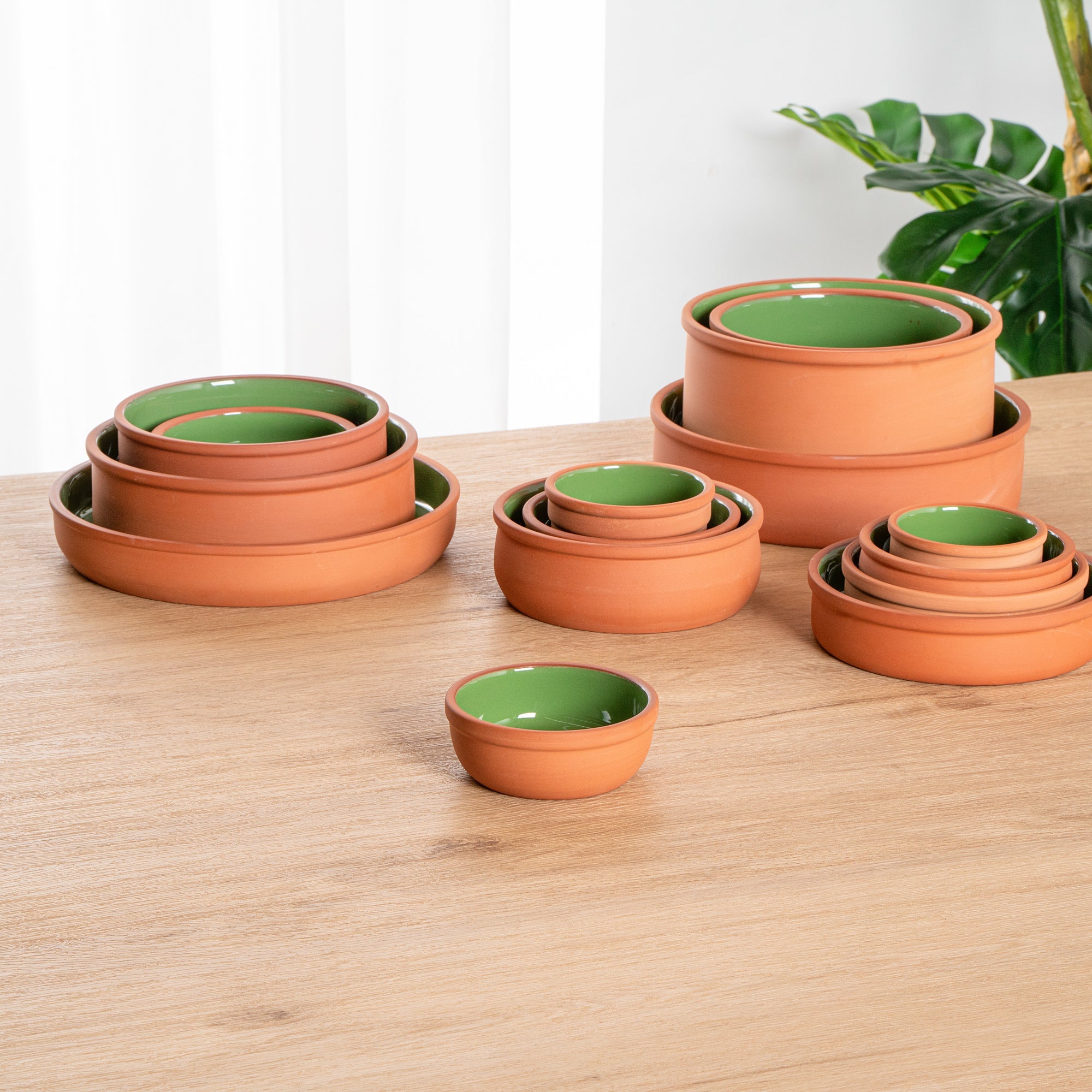 Terra Tek 5 oz Terracotta Cazuela Bowl - Green Glazed Interior, Oven-Safe, Microwave-Safe - 4'' x 4'' x 1 1/2'' - 10 count box