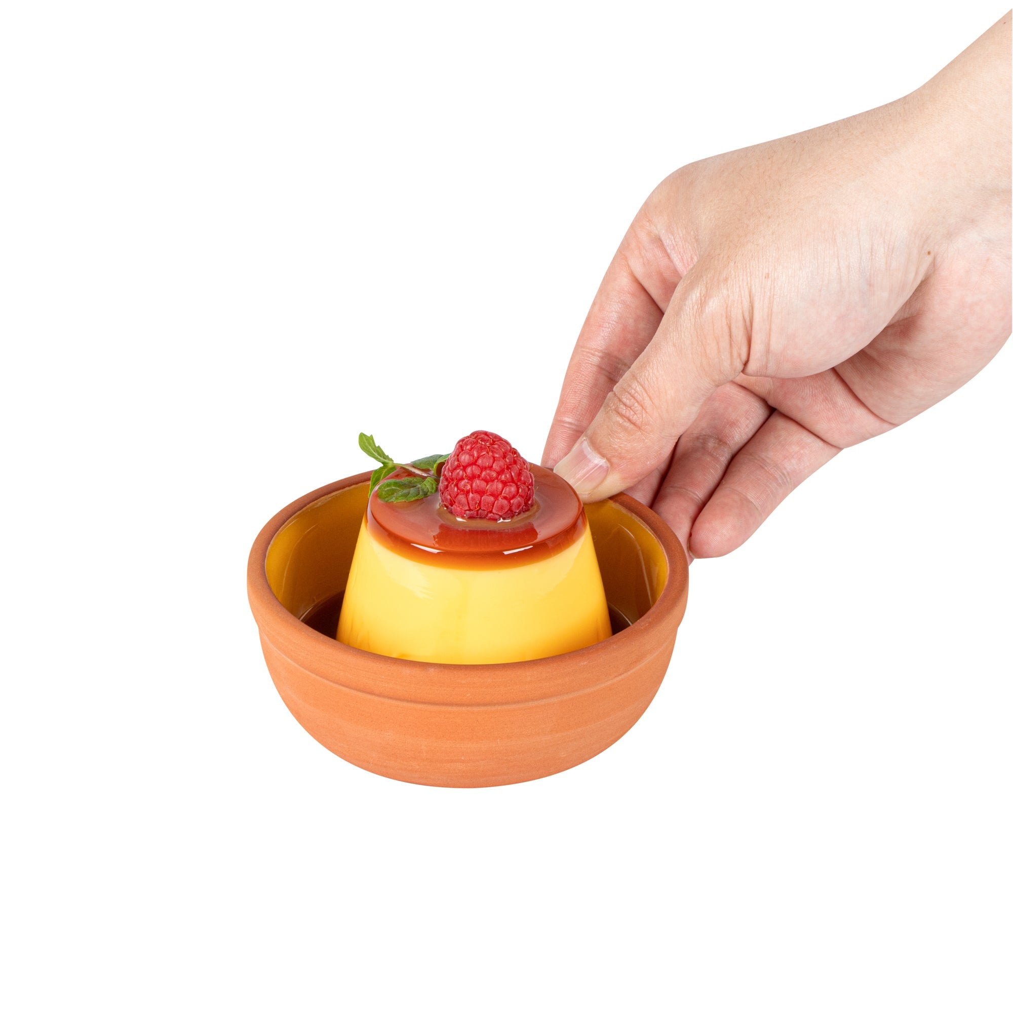 Terra Tek 5 oz Terracotta Cazuela Bowl - Yellow Glazed Interior, Oven-Safe, Microwave-Safe - 4'' x 4'' x 1 1/2'' - 10 count box