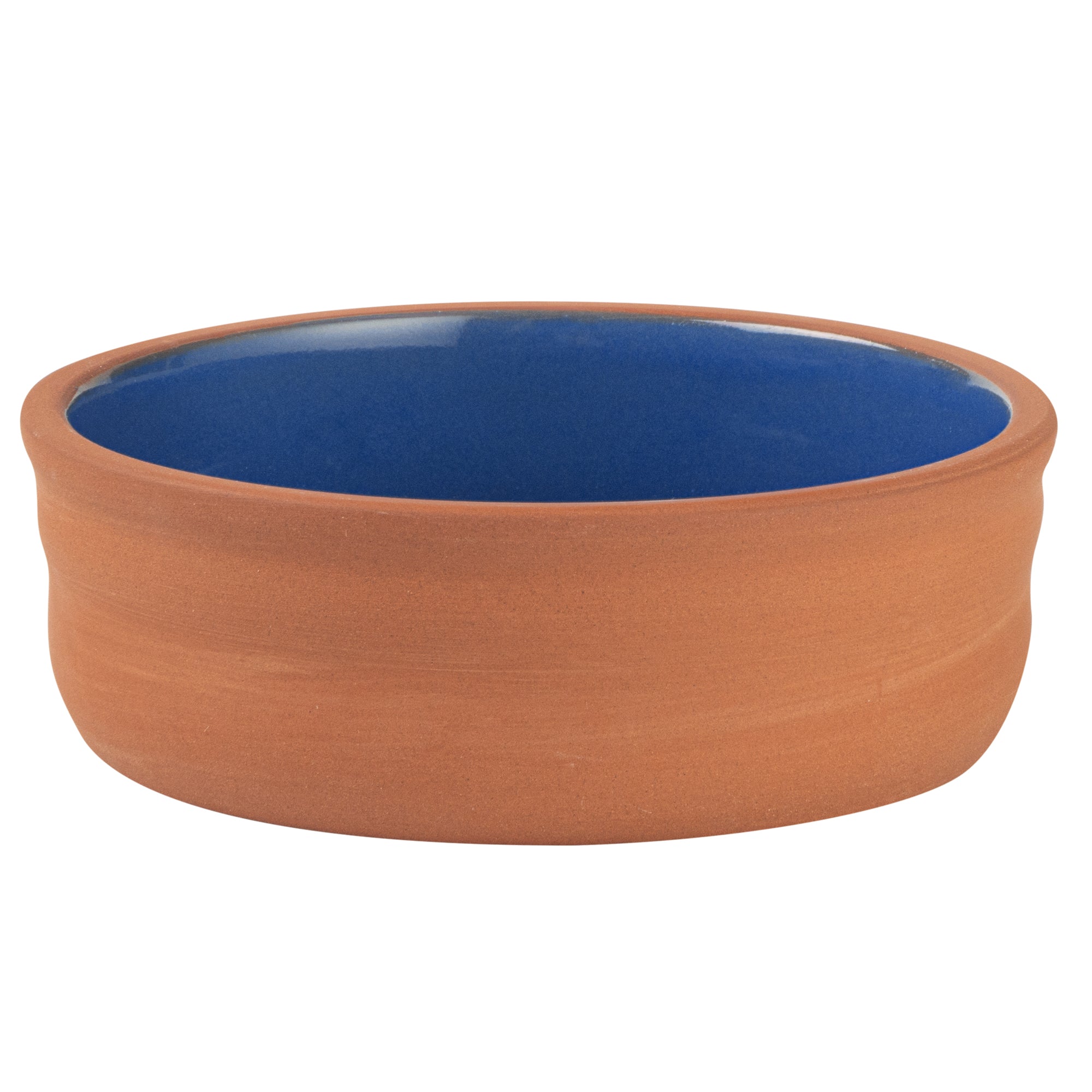 Terra Tek 7 oz Terracotta Cazuela Bowl - Blue Glazed Interior, Oven-Safe, Microwave-Safe - 4 3/4'' x 4 3/4'' x 1 1/2'' - 2 count box