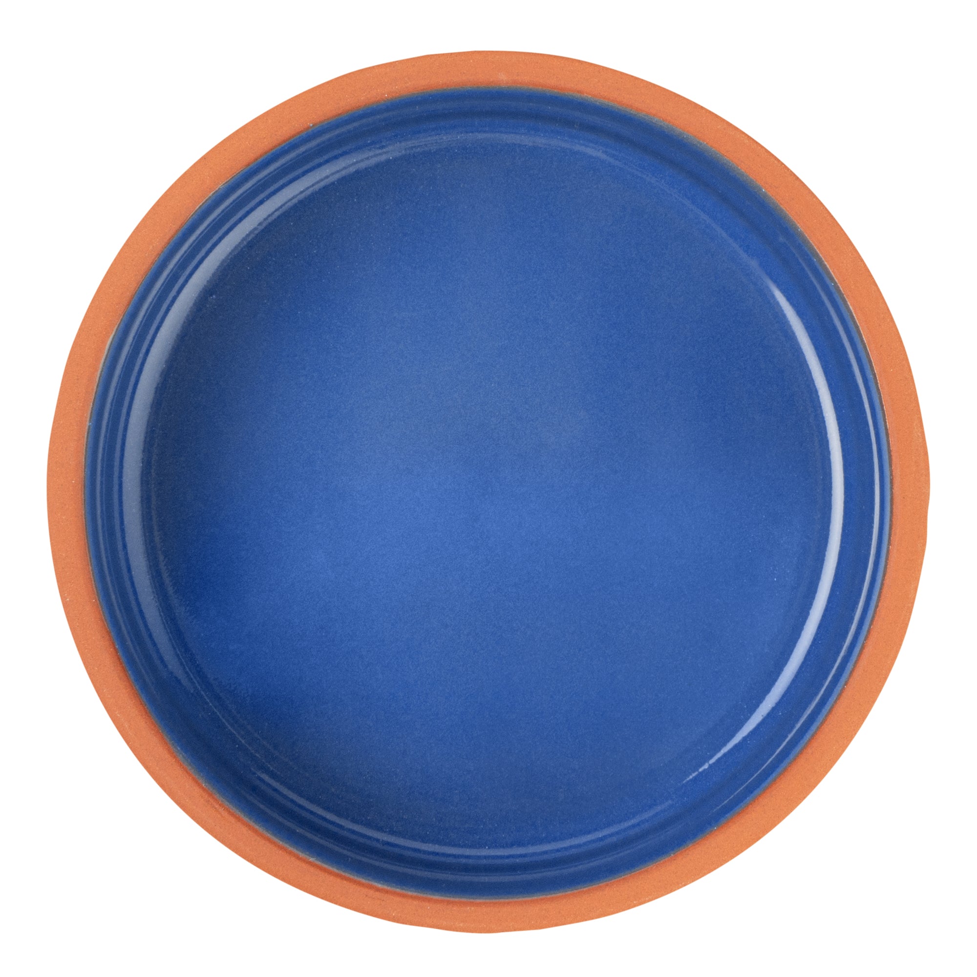 Terra Tek 7 oz Terracotta Cazuela Bowl - Blue Glazed Interior, Oven-Safe, Microwave-Safe - 4 3/4'' x 4 3/4'' x 1 1/2'' - 10 count box