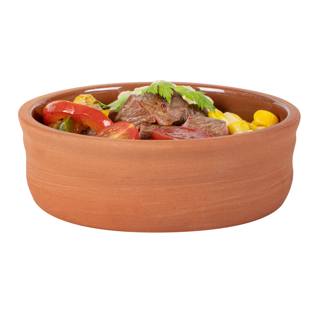 Terra Tek 7 oz Terracotta Cazuela Bowl - Brown Glazed Interior, Oven-Safe, Microwave-Safe - 4 3/4'' x 4 3/4'' x 1 1/2'' - 2 count box