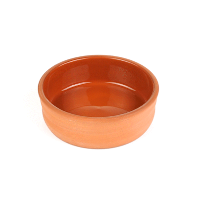 Terra Tek 7 oz Terracotta Cazuela Bowl - Brown Glazed Interior, Oven-Safe, Microwave-Safe - 4 3/4'' x 4 3/4'' x 1 1/2'' - 10 count box